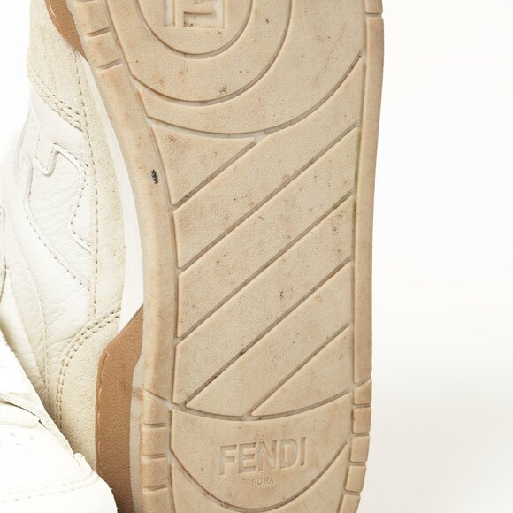 Fendi Match FF Logo Low-Top Sneaker in White Suede and Leather - Picture 5 of 13